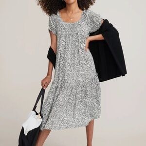 Hatch Black and White Puff Sleeve Midi Sundress
